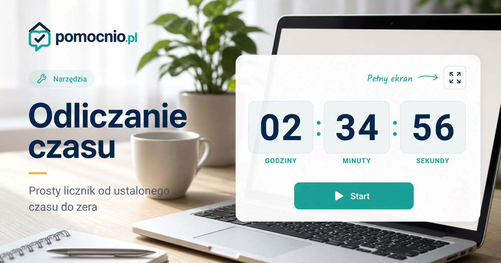 Minutnik online Pomocnio.pl odliczający godziny, minuty i sekundy