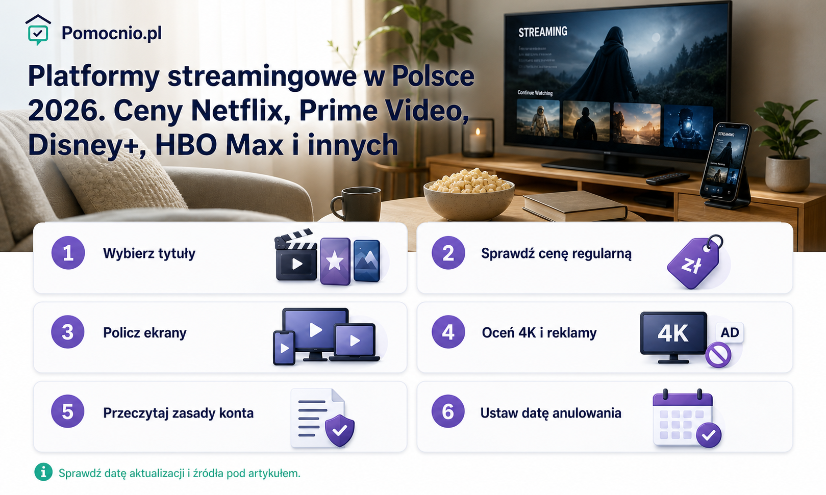 Infografika pomagająca wybrać platformę streamingową